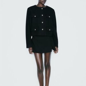 NWT Zara Cropped Flap Blazer